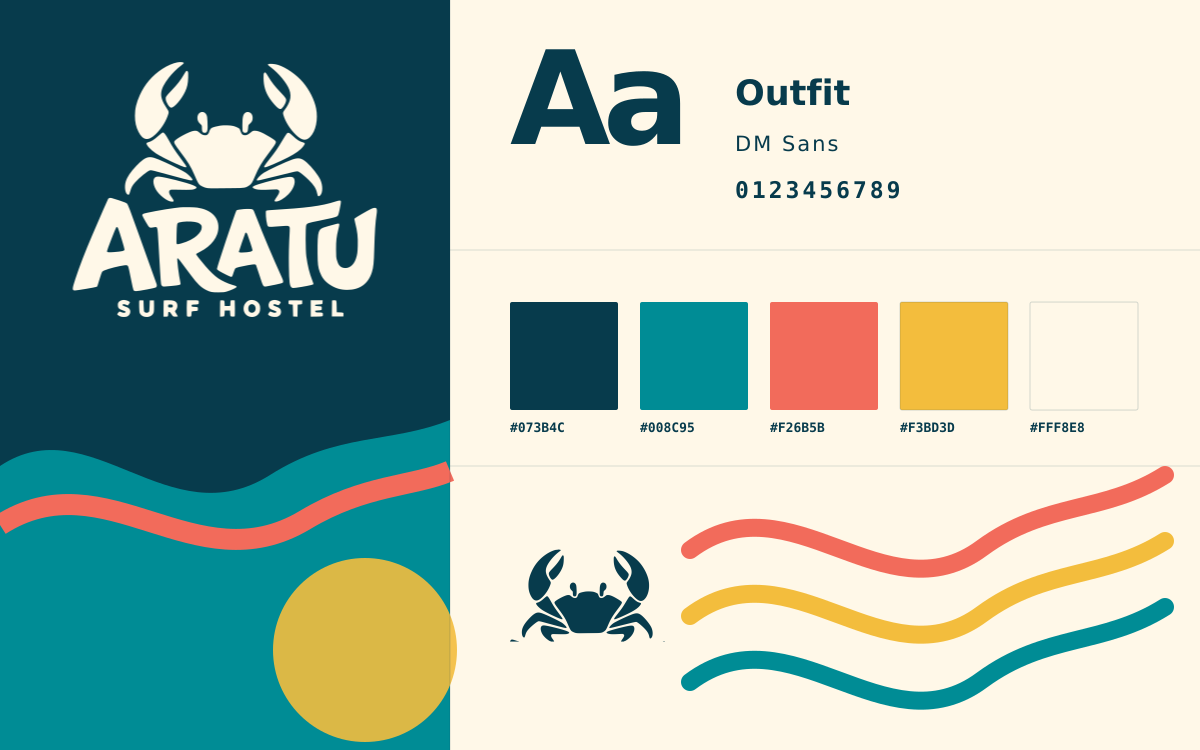 Sistema de identidade visual do Aratu Surf Hostel
